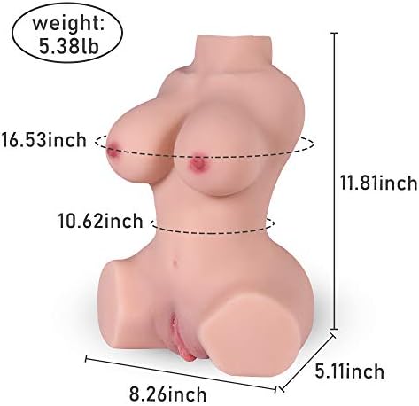 5.38lb Машка мастурбатор секс кукла, женско торзо со реални големи гради и вагинални и анални секс -шетач, џеб пичка газ за возрасни