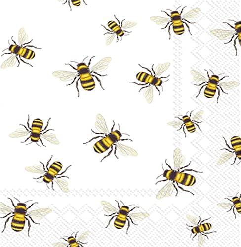 Идеална Домашна Палета Бостон Интернационал Ихр Пчела Хартија Коктел Салфетки Пакет со 20-Грофот Пчела Рај и 20-Брои Спаси Пчели, Бела, Црвена,