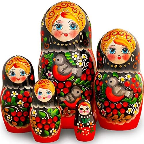 Руски кукли за гнездење AEVV, рачно изработени дрвени матриошки поставени 5 парчиња - кукли од бабушка