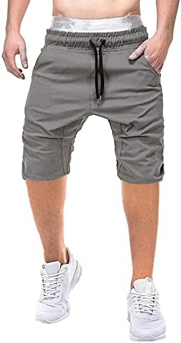 Fireero Mensive Casual Solid Color Shorts Shartstring Elastic половината летна лесна спортска карго шорцеви