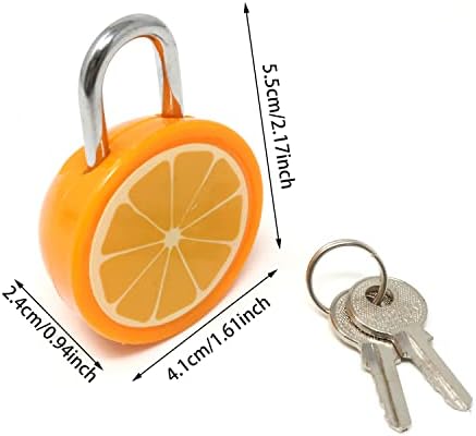 Honbay симпатична портокалова овошје, мини -брава за заклучување со клучеви - за кутија за накит, чанта, чанта, ранци, кабинет, богатство на