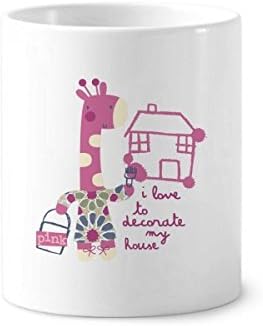 Украсете куќа жирафа розов цртан филм животински четки за заби држач за пенкало кригла керамички штанд -молив чаша