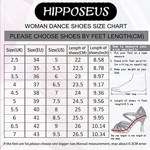 Hipposeus латински танцувачки чевли за жени со затворена пети чипка за латино салса танго танцува чевли ниска потпетица, модел L318