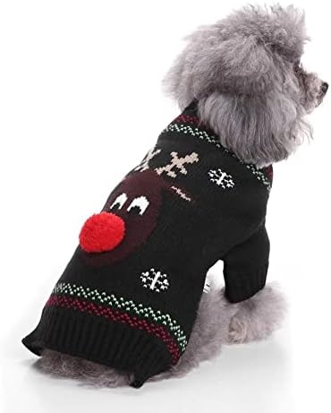 Симпатична црна Божиќна ирваси џемпер за мали кучиња мачки зимски топол џемпер училиште стил кошула облека облеки xs xs