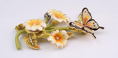 Керен Копал Пеперутка На Гранка Со Цвеќиња Фаберже Стил Ситница Кутија Дома Декоративна Кутија