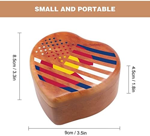 Американско знаме дрвена музичка кутија за ветровито во облик на срцеви музички кутии случај за роденден на годишнината од в Valentубените