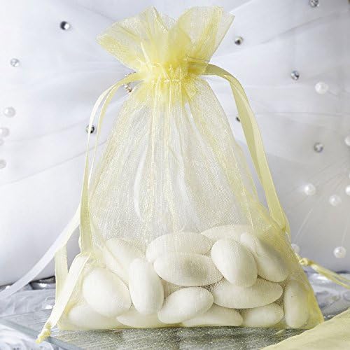 Балса круг 10 компјутери 4x6-инчи жолт органза подарок бонбони за бонбони за фаворизирање торбички за еднократно третирање торбички свадбени накит