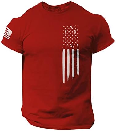 Зефотим на 4 -ти јули кошули за мажи краток ракав o врат Американско знаме тренингот кошули случајни модни тенок маички