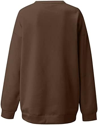 Womenените удобно o вратот џемпер пуловер модна обична маица врвна долга шема на долги ракави печатено лабава блуза