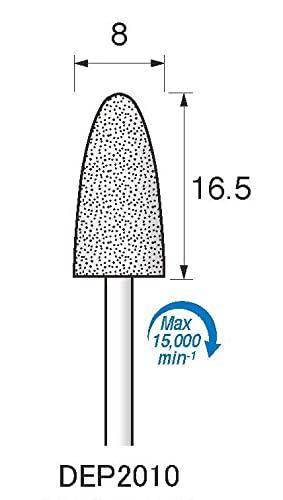 Argo File DEP2010 Електродитирана дијамантска бит, тркалезен врв 0,3 инчи x 0,6 инчи, дијаметар на вратило 0,09 инчи