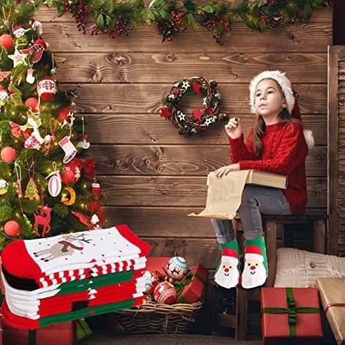 Божиќни чорапи, 6 пара есенски зимски празник Топло памучни чорапи за деца Божиќна екипа Шарена палета чорапи подарок за момчиња девојчиња