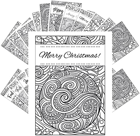 Божиќни картички за возрасни Божиќни картички Среќни украси за новогодишни елки Флонз гроздобер дизајни за боење на возрасни