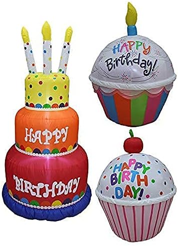 Три пакети за украси за роденденски забави, вклучуваат 6 нозе високи надувување на надувување на роденденската торта со 4 свеќи, и две 4