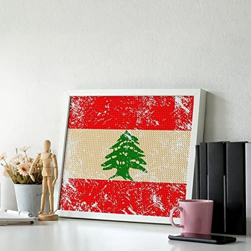 Либански ретро знаме Дијамантски комплети за сликање 5d DIY целосна вежба Rhinestone Arts Wallид декор за возрасни 16 x20