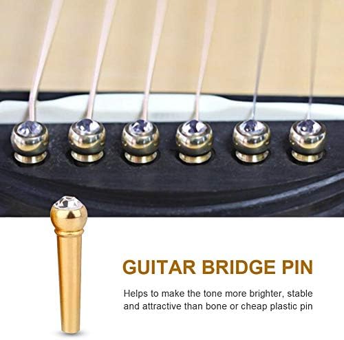6 парчиња мост пин бакарен материјал народна акустична гитара мост и колче за нокти со шарена кристална стаклена точка