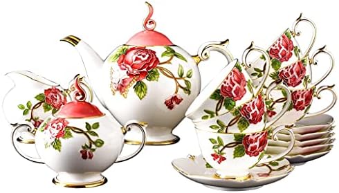 Сет на jydbrt 15 парчиња, цвет врежана порцеланска сад за кафе, сет за дизајн на круна, сет на палата чаша, гроздобер чај забава
