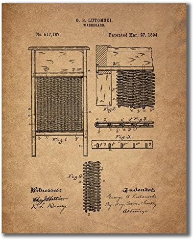 Печати за патенти за перење алишта - сет од 6 гроздобер wallидни уметнички декор фотографии