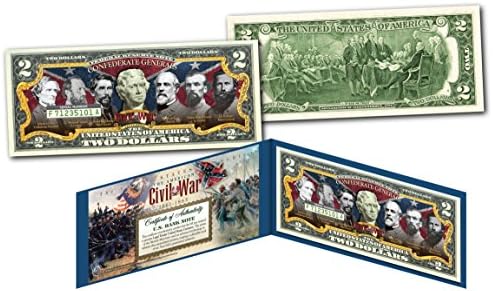 Генералите На конфедерацијата Американската Граѓанска Војна Нециркулираа Сметка Од Два Долари Специјално Издание Колекционерски Држач За