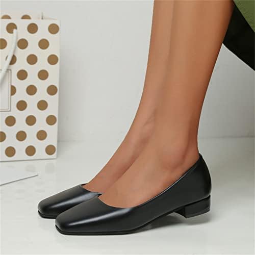 Црни станови за жени дами мода цврста боја кожа плоштад пети плитки уста за пета обични чевли