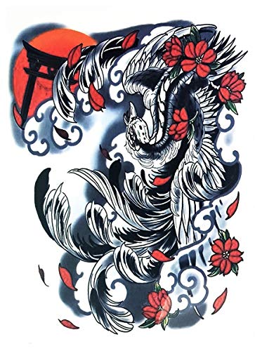 Парита големи тетоважи воин воин Феникс цвет птица самурај цртан филм тетоважа лажна уметност за тело и возрасни додатоци за роденденска забава
