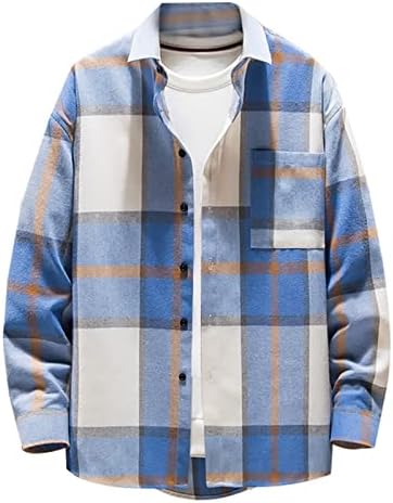 Машка единечна грашна обична карирана волна кошула јакна од горната фланелна кошула јакна топло копче карирана кошула-јак.