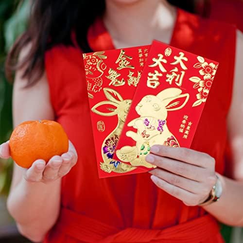 Амосфун 30 парчиња Кинеска Црвена Година на зајакот црвени пликови кинески црвени џепарлак кинески новогодишни Пликови Пликови 2023 Среќа