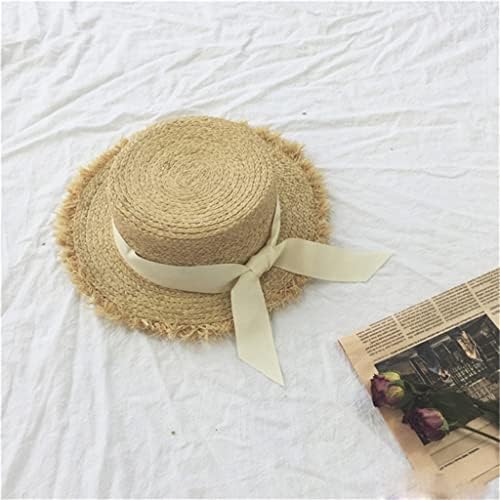 Стекнете летен лак рафија капа темперамент рамна слама капи за женски морски плажа одмор одмор за сончање на сончање
