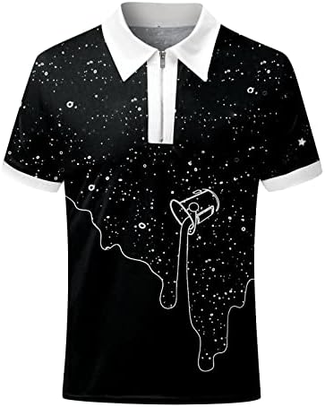 Летни поло маици за мажи Ретро 3Д отпечатоци четвртина поштенски кратки ракави Обични поло -врвови на удобни опуштени маици со маици