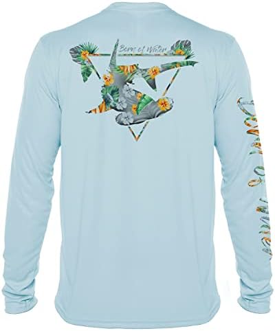 Тропска маичка со ајкула со чекан: маичка за заштита од долг ракав за мажи | Нуркање на нуркање | Риболов