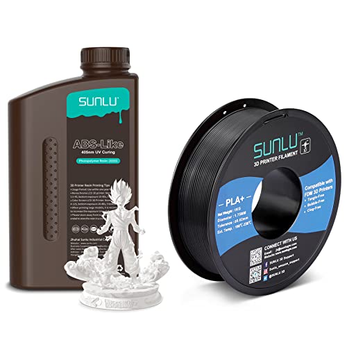 Sunlu 2000G ABS-сличен 3D смола за печатач, 405NM UV Curing Photopolymer Rapid 3D смола за 2K 4K 6K 8K LCD/DLP/SLA 3D печатачи & Sunlu 3D FILAMENT PLA PLA PLA, бела и црна
