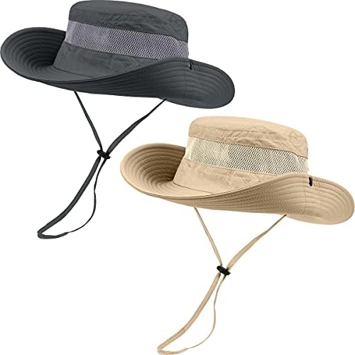 2 пакувања Boonie Sun Hat за мажи и жени со UV заштита UPF 50+ за риболов, пешачење и градинарство