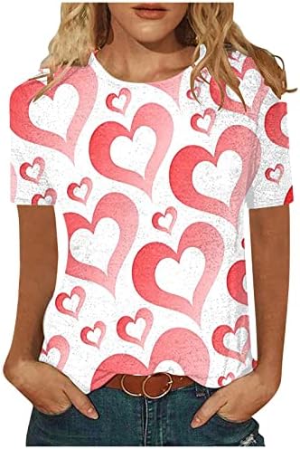 Женски симпатично loveубов срце врвови тинејџерски в Valentубени кошула loveубов срце писмо печатење џемпер на џемпер врвови блуза