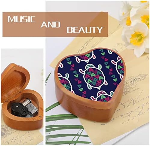 Етнички Бохо желка дрвена музичка кутија со форма на срцева форма на музички кутии гроздобер дрво кутија за подарок