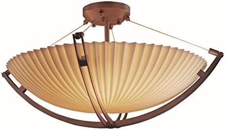 Група за правда Дизајн на осветлување PNA-9711-35-PLET-DBRZ-LED3-3000 Porcelina-Crossbar 22 Полу-Fush Round Bowl Shade-Dark Bronze-Pleatts-LED