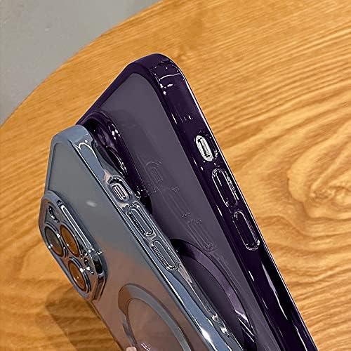 Lzghoyf јасен случај за iPhone 13 Pro вграден заштитник на леќи за камера Магнетски случај компатибилен со Magsafe Elegant Cover Cover Cover за iPhone 13 Pro 6,1 инчи - сина