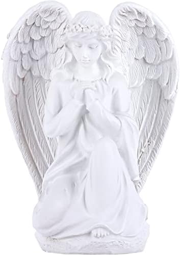 Клекнување на молење ангел статуа старателска ангелска статуа смола бела крилја ангел статуа Меморијална херувим скулптура за полица табела