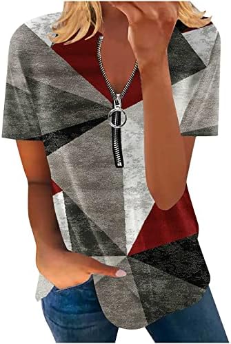 Женска обична поштенска маица лабава вклопена слабинска туника врвови со кратки ракави пуловер хипи во боја на блузи маици блузи