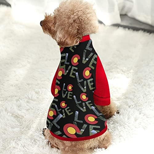 Смешна Star Love Colorado Print Sweatshirt Pet Meat со џемпери на пулвер пулвер за кучиња мачка со дизајн