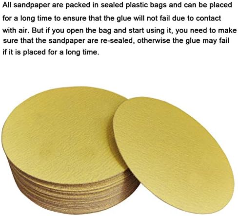 Tockrop 50 парчиња 100 решетки од 6 инчи злато PSA самостојно лепливи дискови за пескарење за DA Sanders - Алуминиумски оксид тркалезни шкурка