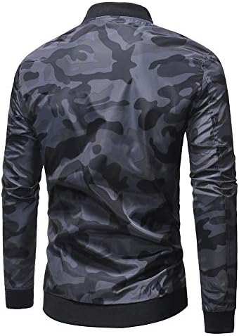 IYYVV MENS CANCATION LOGN SNAVE POCKET SLIM FIM COMULFLAGE COLLE ZIP BOMBER јакна