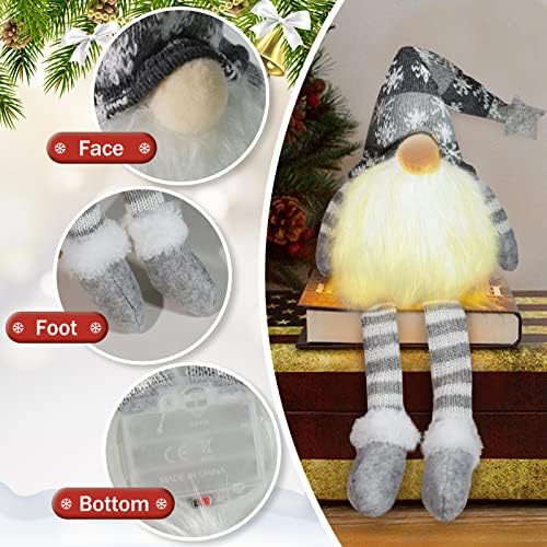 Wecklom Christmas Gnome Lights, 2 пакувања/18 инчи, скандинавски том со нозе, Божиќни украси на Гном