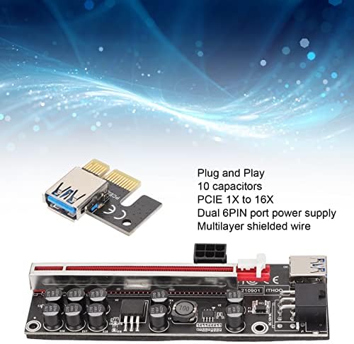 V011 Pro Pcie Riser 1x до 16x Riser Adapter Dual 6Pin Port USB 3.0 Extension Cable 10 кондензатори, за опрема за рударство Ethereum
