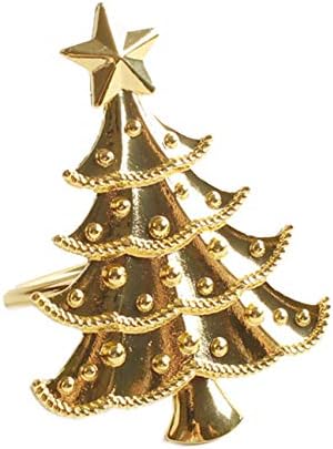 Фенко стилови на новогодишни прстени за салфетка, сет од 4 - сребрени декоративни држачи за салфетка за одмор, декор за трпезариска