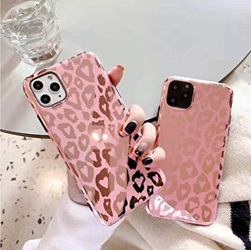 Итаназирање Компатибилен Со Iphone 12 Pro Max Леопард Случај, Симпатична Розова Сјај Леопард Печатење Случај Мода Луксузни Гепард Ултра-Тенок