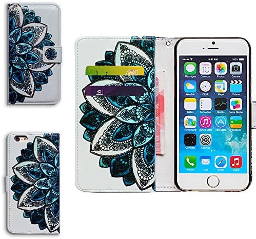 ipod touch 7 Case, iPod Touch 6 Case, BCOV Green Mandala Madement Wallet Flip Leather Cover Cove Caspe со држач за лична карта за картички