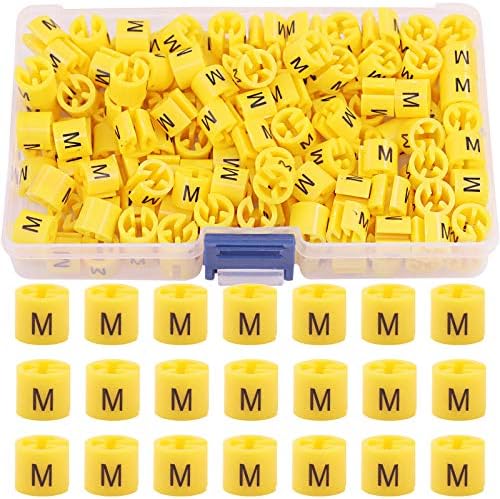 Swepet 150pcs жолти 【Големини m】 Пластични облеки за закачалка маркери за големината на големината на закачалките за кодирање