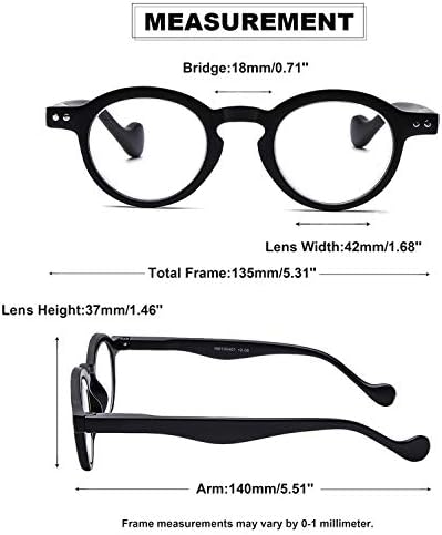 Resblu 5 пакувања очила за читање мажи жени ретро тркалезна пролетни шарки лесни читатели +1,0 удобни презбиопични очила