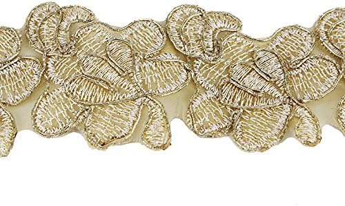 5yards цветни везени златни ленти чипка ткаенина Декоративна трим занаетчиска чипка Апликација шиење на материјали за шиење за облека