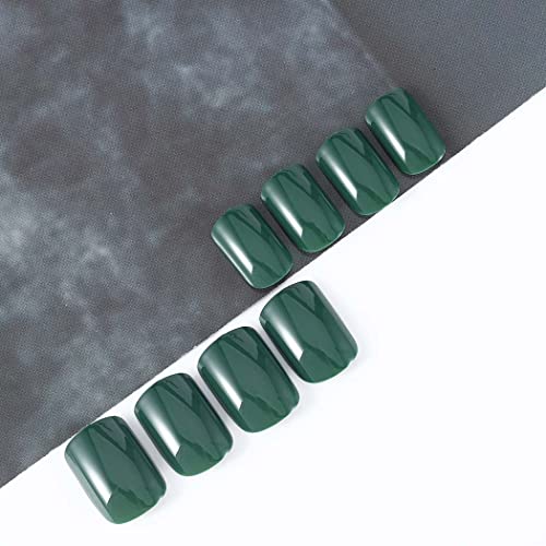 Ронглија Кратко Притискање На Нокти Зелени Сјајни Лажни нокти Квадратни Лажни Нокти За Жени И Девојки