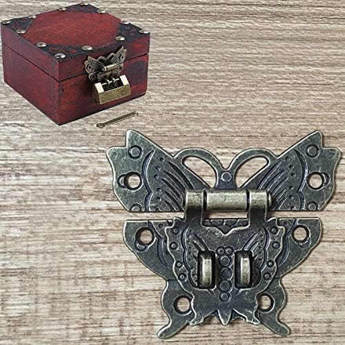 Антички кинески брави со клуч MTQY гроздобер накит кутија за подароци Декоративни брави за заклучување на пеперутка hasp latch set